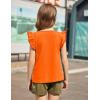 Arshiner Girls Shirts Ruffle Short Sleeve Summer Cute Casual Crewneck Tops Blouse Tee(Orange)