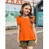 Arshiner Girls Shirts Ruffle Short Sleeve Summer Cute Casual Crewneck Tops Blouse Tee(Orange)