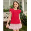 Arshiner Girls Shirts Ruffle Short Sleeve Summer Cute Casual Crewneck Tops Blouse Tee(Red)