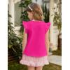 Arshiner Girls Shirts Ruffle Short Sleeve Summer Cute Casual Crewneck Tops Blouse Tee(Rose Red)