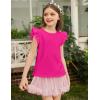 Arshiner Girls Shirts Ruffle Short Sleeve Summer Cute Casual Crewneck Tops Blouse Tee(Rose Red)