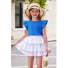 Arshiner Girls Shirts Ruffle Short Sleeve Summer Cute Casual Crewneck Tops Blouse Tee(Royal Blue)
