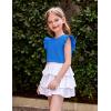 Arshiner Girls Shirts Ruffle Short Sleeve Summer Cute Casual Crewneck Tops Blouse Tee(Royal Blue)