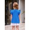Arshiner Girls Shirts Ruffle Short Sleeve Summer Cute Casual Crewneck Tops Blouse Tee(Royal Blue)