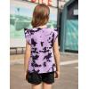 Arshiner Girls Shirts Ruffle Short Sleeve Summer Cute Casual Crewneck Tops Blouse Tee(Tie Dye Black/Lilac)