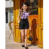 Arshiner Girls Shirts Ruffle Short Sleeve Summer Cute Casual Crewneck Tops Blouse Tee(Tie Dye Black/Lilac)
