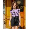 Arshiner Girls Shirts Ruffle Short Sleeve Summer Cute Casual Crewneck Tops Blouse Tee(Tie Dye Black/Lilac)