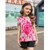 Arshiner Girls Shirts Ruffle Short Sleeve Summer Cute Casual Crewneck Tops Blouse Tee(Tie Dye Heart)