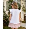 Arshiner Girls Shirts Ruffle Short Sleeve Summer Cute Casual Crewneck Tops Blouse Tee(White)