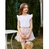 Arshiner Girls Shirts Ruffle Short Sleeve Summer Cute Casual Crewneck Tops Blouse Tee(White)