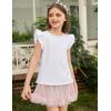 Arshiner Girls Shirts Ruffle Short Sleeve Summer Cute Casual Crewneck Tops Blouse Tee(White)
