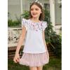 Arshiner Girls Shirts Ruffle Short Sleeve Summer Cute Casual Crewneck Tops Blouse Tee(White Flower)