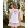 Arshiner Girls Shirts Ruffle Short Sleeve Summer Cute Casual Crewneck Tops Blouse Tee(White Flower)