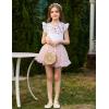 Arshiner Girls Shirts Ruffle Short Sleeve Summer Cute Casual Crewneck Tops Blouse Tee(White Flower)