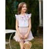 Arshiner Girls Shirts Ruffle Short Sleeve Summer Cute Casual Crewneck Tops Blouse Tee(White Flower)