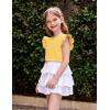 Arshiner Girls Shirts Ruffle Short Sleeve Summer Cute Casual Crewneck Tops Blouse Tee(Yellow)