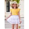 Arshiner Girls Shirts Ruffle Short Sleeve Summer Cute Casual Crewneck Tops Blouse Tee(Yellow)