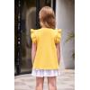Arshiner Girls Shirts Ruffle Short Sleeve Summer Cute Casual Crewneck Tops Blouse Tee(Yellow)