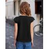 Arshiner Girls Shirts Short Sleeve Square Neck Summer Lace Openwork Pleated Tops Blouse Tunic(Black)
