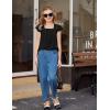 Arshiner Girls Shirts Short Sleeve Square Neck Summer Lace Openwork Pleated Tops Blouse Tunic(Black)