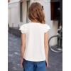 Arshiner Girls Shirts Short Sleeve Square Neck Summer Lace Openwork Pleated Tops Blouse Tunic(White)