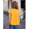 Arshiner Girls Shirts Short Sleeve Square Neck Summer Lace Openwork Pleated Tops Blouse Tunic(Yellow)