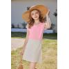 Arshiner Girls Shirts Short Sleeves Lace Pleated Kids Summer Tops Casual Crewneck Blouses Tees(Pink)
