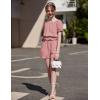 Arshiner Girls Short Set 2 Piece Summer Boho Clothes Tie-Back Puff Sleeve Top and Shorts with Pockets for 5-14 Years(Light Pink)