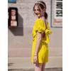Arshiner Girls Short Set 2 Piece Summer Boho Clothes Tie-Back Puff Sleeve Top and Shorts with Pockets for 5-14 Years(Yellow)