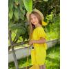 Arshiner Girls Short Set 2 Piece Summer Boho Clothes Tie-Back Puff Sleeve Top and Shorts with Pockets for 5-14 Years(Yellow)