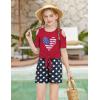 Arshiner Girls Short Sets 2 Pieces Outfits Short Sleeve Tie Knot T-Shirts and Casual Shorts With Pockets Cute Clothes Sets(American Flag)