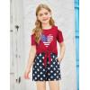 Arshiner Girls Short Sets 2 Pieces Outfits Short Sleeve Tie Knot T-Shirts and Casual Shorts With Pockets Cute Clothes Sets(American Flag)