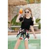 Arshiner Girls Short Sets 2 Pieces Outfits Short Sleeve Tie Knot T-Shirts and Casual Shorts With Pockets Cute Clothes Sets(Black Hawaii Flower)