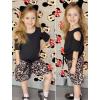 Arshiner Girls Short Sets 2 Pieces Outfits Short Sleeve Tie Knot T-Shirts and Casual Shorts With Pockets Cute Clothes Sets(Black Leopard Print)