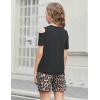 Arshiner Girls Short Sets 2 Pieces Outfits Short Sleeve Tie Knot T-Shirts and Casual Shorts With Pockets Cute Clothes Sets(Black Leopard Print)