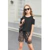 Arshiner Girls Short Sets 2 Pieces Outfits Short Sleeve Tie Knot T-Shirts and Casual Shorts With Pockets Cute Clothes Sets(Black Leopard Print)