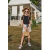 Arshiner Girls Short Sets 2 Pieces Outfits Short Sleeve Tie Knot T-Shirts and Casual Shorts With Pockets Cute Clothes Sets(Black and White)