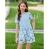 Arshiner Girls Short Sets 2 Pieces Outfits Short Sleeve Tie Knot T-Shirts and Casual Shorts With Pockets Cute Clothes Sets(Blue Floral Print)