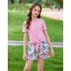 Arshiner Girls Short Sets 2 Pieces Outfits Short Sleeve Tie Knot T-Shirts and Casual Shorts With Pockets Cute Clothes Sets(Pink Floral Print)