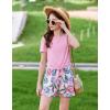 Arshiner Girls Short Sets 2 Pieces Outfits Short Sleeve Tie Knot T-Shirts and Casual Shorts With Pockets Cute Clothes Sets(Pink Floral Print)