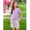 Arshiner Girls Short Sets 2 Pieces Outfits Short Sleeve Tie Knot T-Shirts and Casual Shorts With Pockets Cute Clothes Sets(Purple Butterfly)