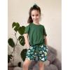 Arshiner Girls Short Sets 2 Pieces Outfits Short Sleeve Tie Knot T-Shirts and Casual Shorts With Pockets Cute Clothes Sets(Shamrock)