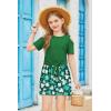 Arshiner Girls Short Sets 2 Pieces Outfits Short Sleeve Tie Knot T-Shirts and Casual Shorts With Pockets Cute Clothes Sets(Shamrock)