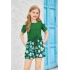 Arshiner Girls Short Sets 2 Pieces Outfits Short Sleeve Tie Knot T-Shirts and Casual Shorts With Pockets Cute Clothes Sets(Shamrock)