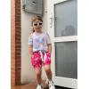 Arshiner Girls Short Sets 2 Pieces Outfits Short Sleeve Tie Knot T-Shirts and Casual Shorts With Pockets Cute Clothes Sets(White Butterfly Print)