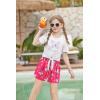 Arshiner Girls Short Sets 2 Pieces Outfits Short Sleeve Tie Knot T-Shirts and Casual Shorts With Pockets Cute Clothes Sets(White Butterfly Print)