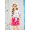 Arshiner Girls Short Sets 2 Pieces Outfits Short Sleeve Tie Knot T-Shirts and Casual Shorts With Pockets Cute Clothes Sets(White Butterfly Print)