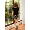 Arshiner Girls Shorts Sets 2 Pieces Outfits Twist Front Ruffle Sleeve T-Shirts and Shorts With Pockets Cute Clothes Sets(Black)