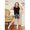 Arshiner Girls Shorts Sets 2 Pieces Outfits Twist Front Ruffle Sleeve T-Shirts and Shorts With Pockets Cute Clothes Sets(Black)