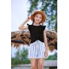 Arshiner Girls Shorts Sets 2 Pieces Outfits Twist Front Ruffle Sleeve T-Shirts and Shorts With Pockets Cute Clothes Sets(Black and White)